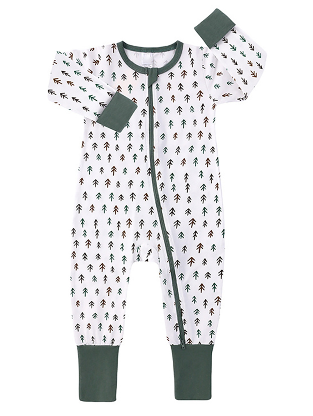 ENFLASH Baby Boys 2 Way Zipper Footless Pajamas Cotton Long Sleeve Footed Romper with Mittens Sleep 'N Play